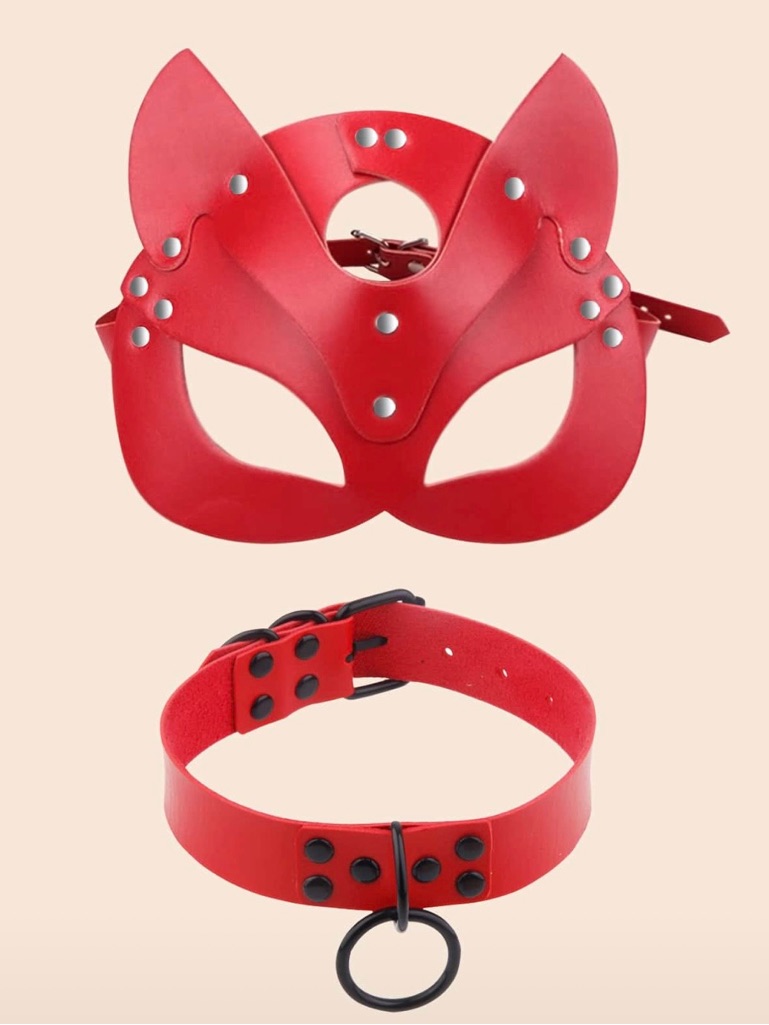 Red Fox Mask  Collar Set  Costume Accessory